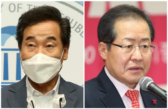 이낙연(왼쪽) 더불어민주당 전 대표와 홍준표 국민의힘 의원. 연합뉴스